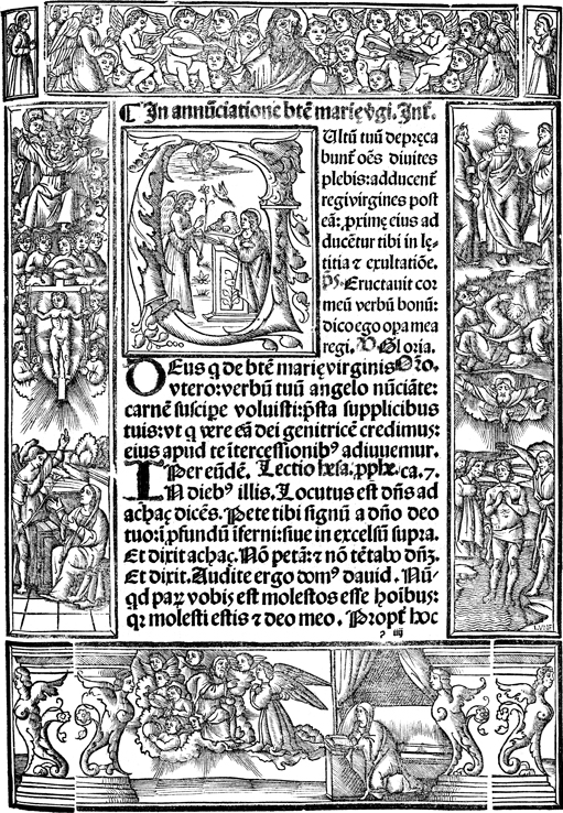 Historiated Page Border with Initial Letter D