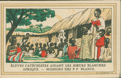 Eleves Catechistes Aidant les Soeurs Blanches (Student Catechists Help the White Sisters)
